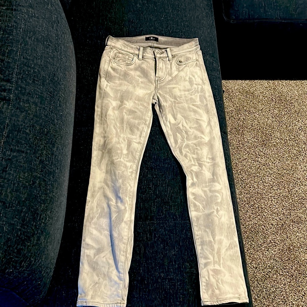7 For All Mankind The Ankle Skinny grey and white size 26
